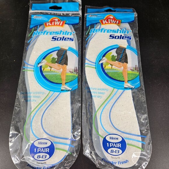Men Shoe Boot Insole 8-13 Kiwi Refresher Moisture Wicking Dry Powder Fresh 2 Set - Picture 1 of 8